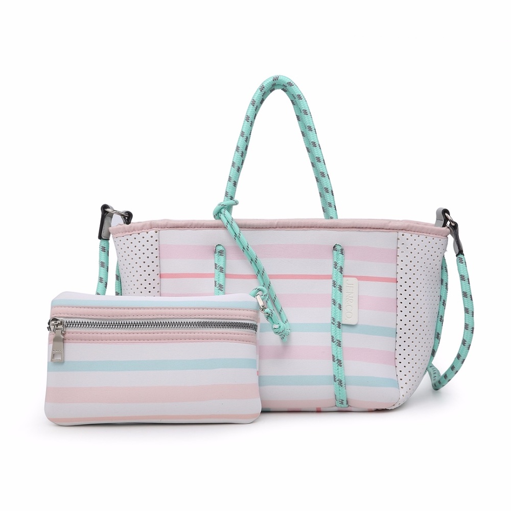 MULTI STRIPE NEOPRENE BAG W/ MINI